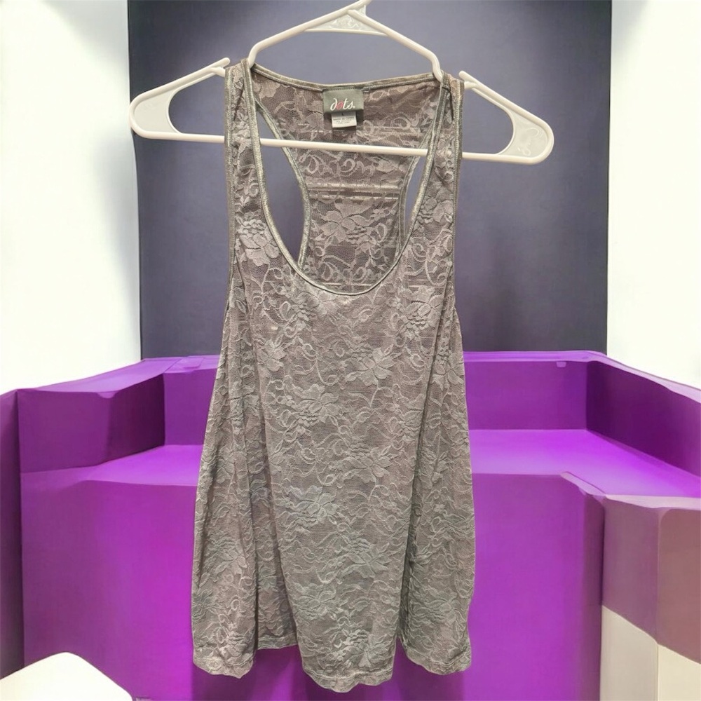 Dots Gray Lace Top LARGE